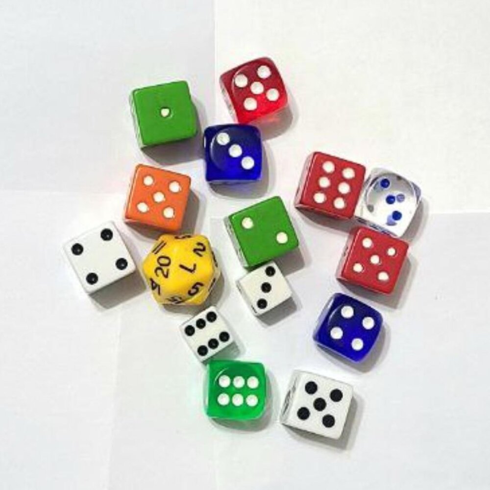 Assorted Lot of Colorful Dice In Various Shapes And Styles